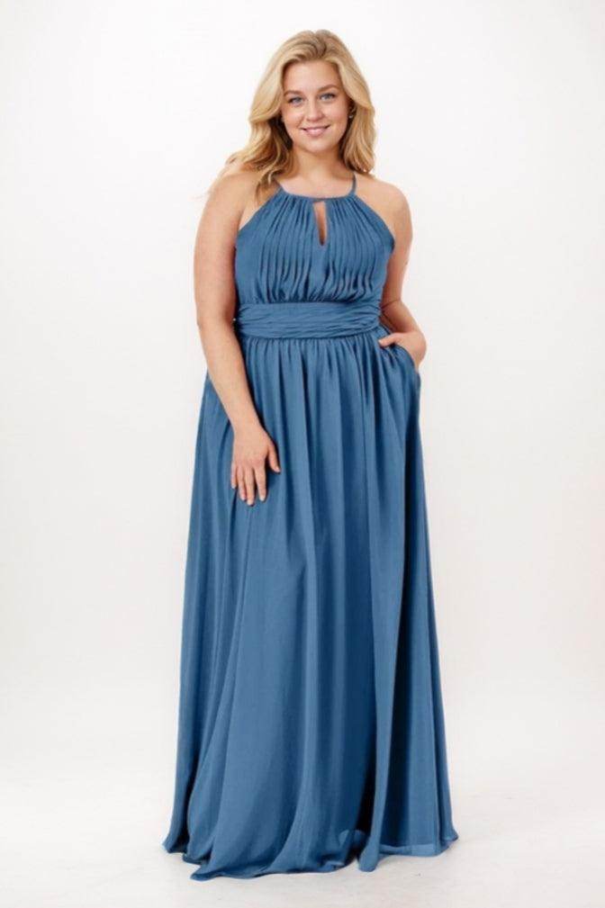 A-Line Maxi Chiffon Bridesmaid Dress CB0737 - COCOMELODY